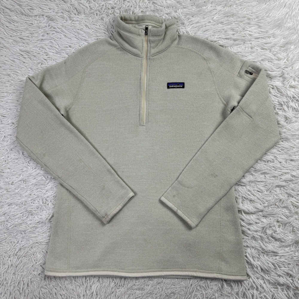 Patagonia Jacket Womens Large Ivory Better Sweater 1/4 Zip Pullover Outdoors L